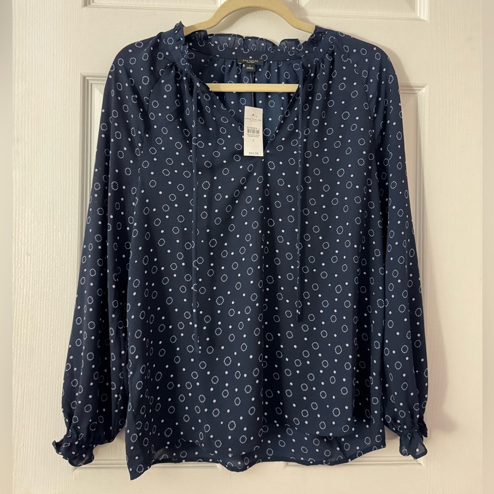 Navy Blue Patterned Women's Top